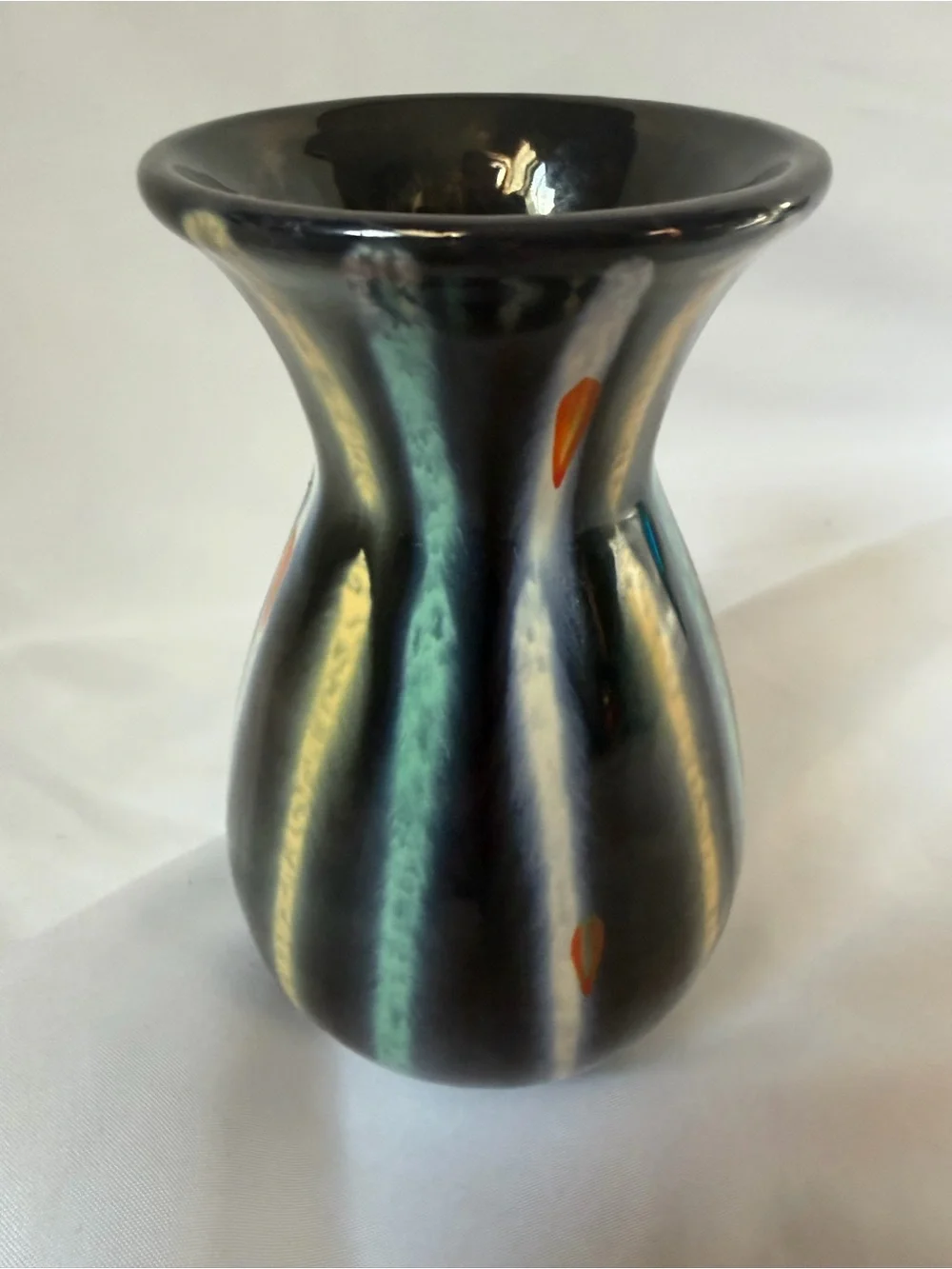 Vintage West Germany Art Pottery Vase 581112 MCM Glossy Drip Glaze 5”
